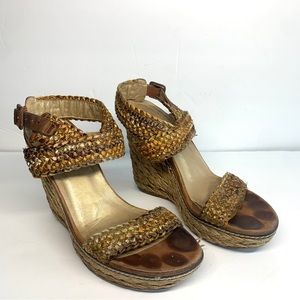 Stuart Weitzman Braided Espadrille Wedge Sandals